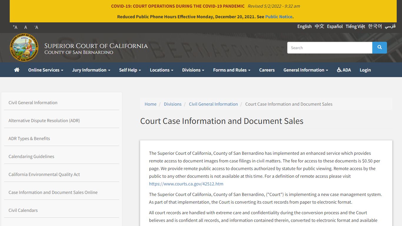 Court Case Information and Document Sales - sb-court.org